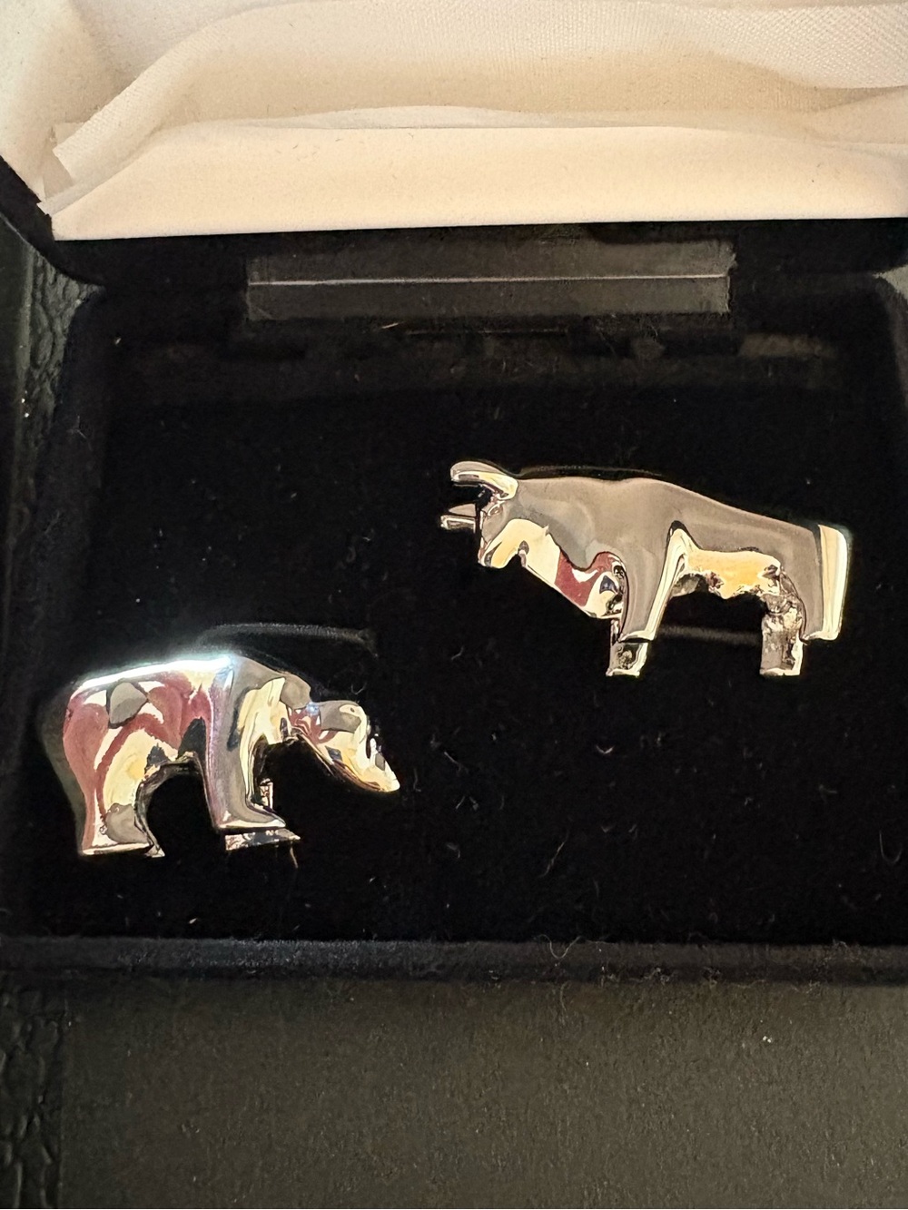 Bull and Bear Silver Mini Figurines (pair)